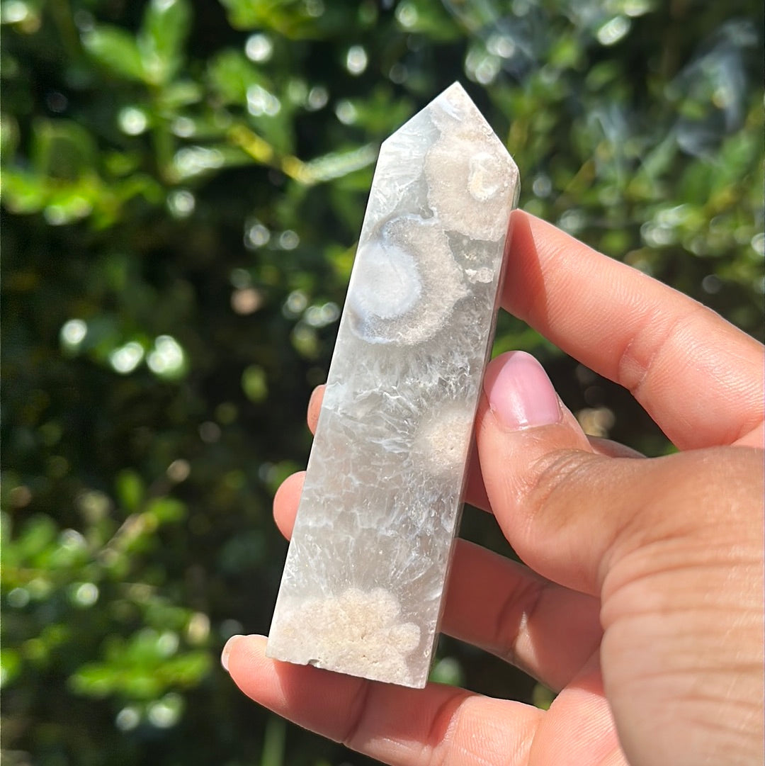 Blue Flower Agate Tower