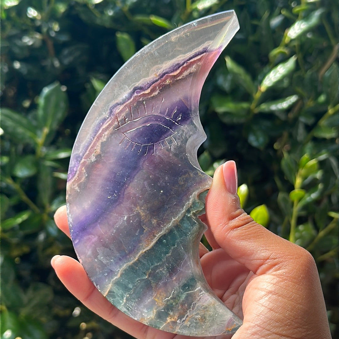 Fluorite Moon with Stand