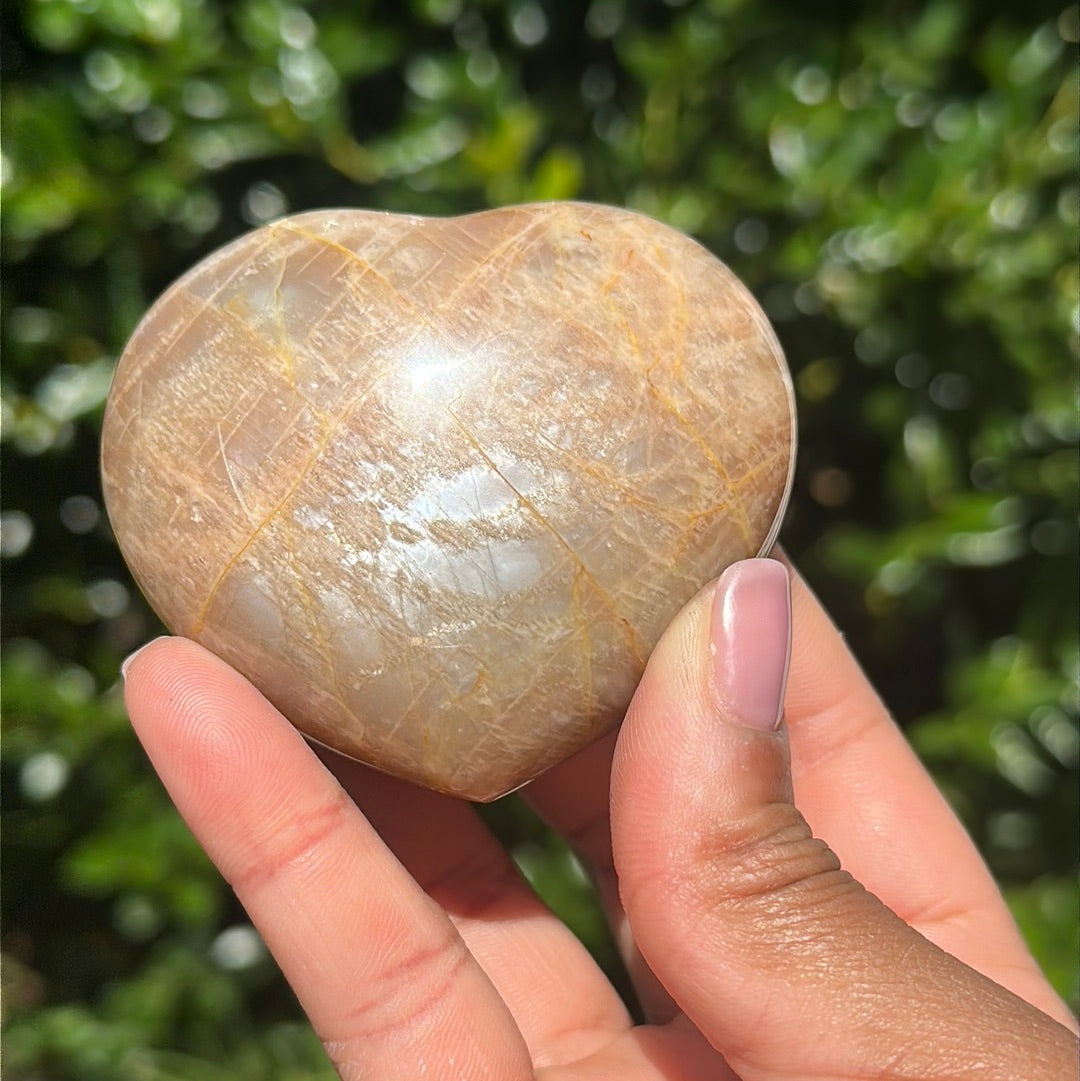 Peach Moonstone Heart Palm