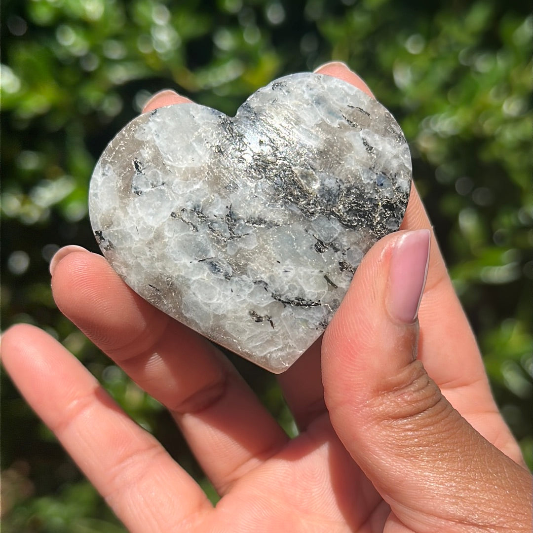Rainbow Moonstone Heart Palm
