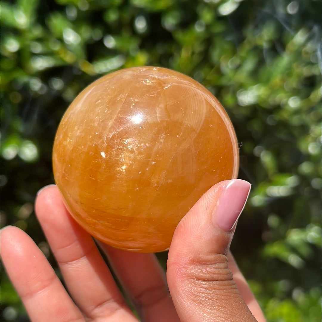 Honey Calcite Sphere