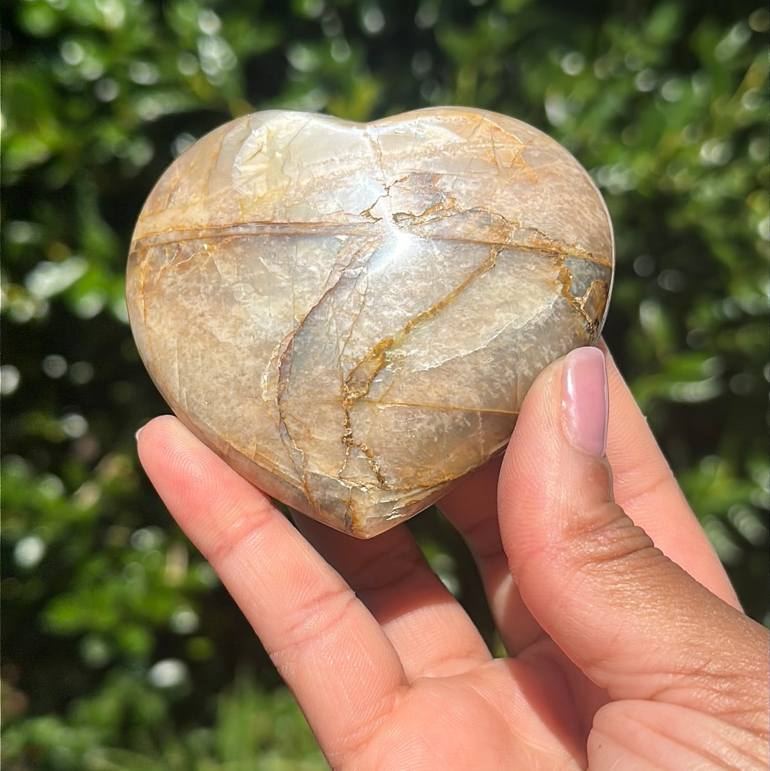 Peach Moonstone Heart Palm