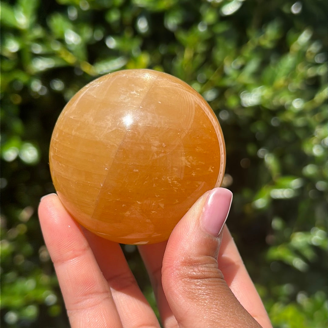 Honey Calcite Sphere